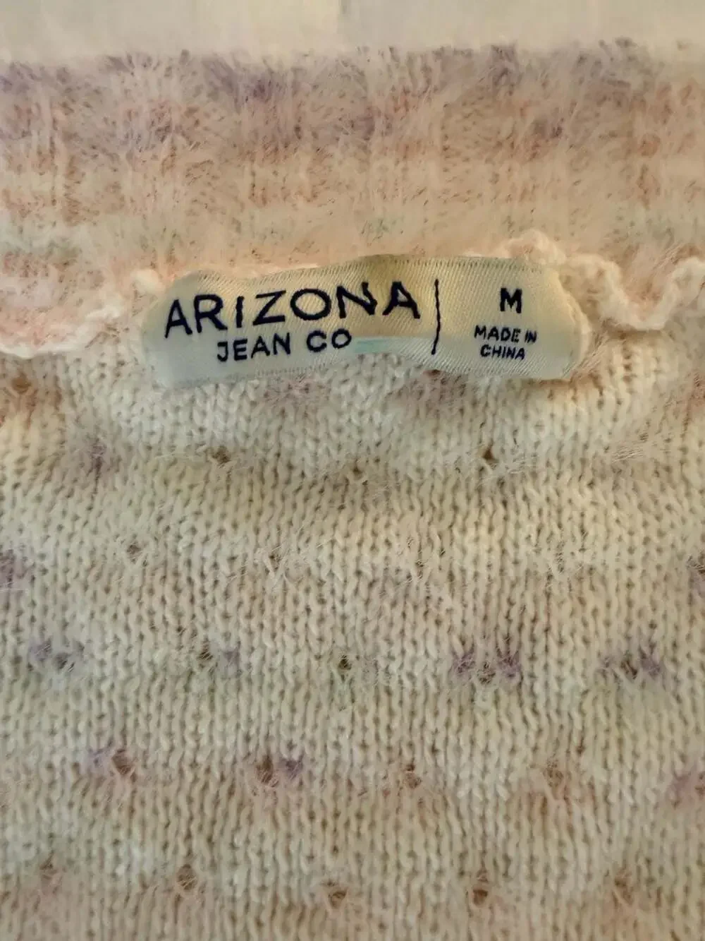 Arizona Jean Women's Fuzzy Pastel Striped Cropped Cardigan